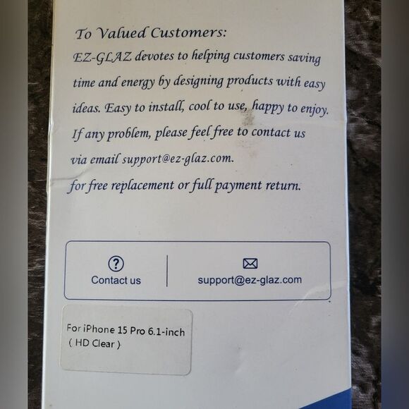 EZ-GLAZ Tempered Glass Screen Protector for IPhone 15 Pro 6.1 Inch 2-Pack - Picture 2 of 2